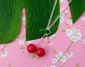 Collier cerise bijoux gourmands fimo