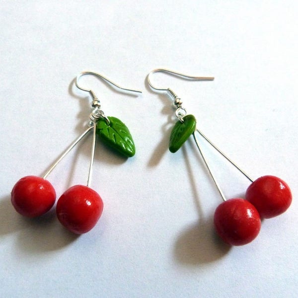 Gourmet jewelry earrings with fimo cherry theme