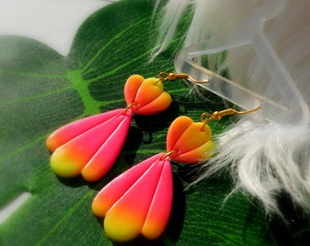 Boucles d'oreilles sunset forme géométrique pate fimo