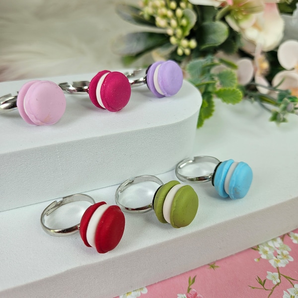 Bague gourmande macaron couleur au choix