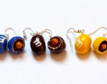 Boucles d'oreilles gourmandes, cacahuète au chocolat couleur au choix