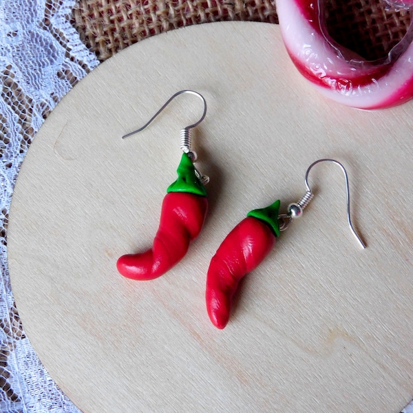 Boucles d'oreilles gourmands piments rouges et verts