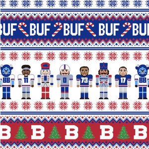Holiday Blitz Blue-  Buffalo Bills Fabric by Paintbrush Fabrics