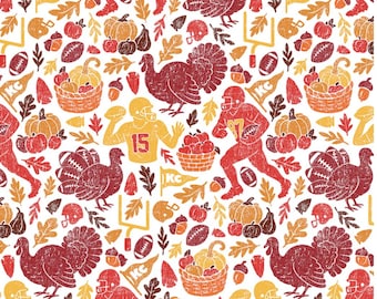 Touchdowns and Turkey -  KC Chiefs Fabric by Paintbrush Fabrics