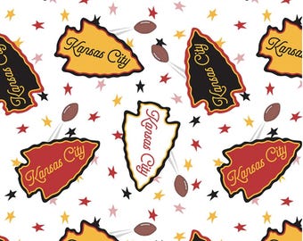 KC Spirit Colored Arrow -  KC Chiefs Fabric by Paintbrush Fabrics.  (Sold by 1/2 yd)
