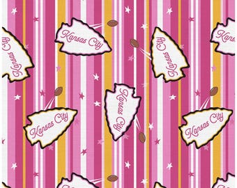 KC Spirit - Pink/Gold -  KC Chiefs Fabric by Paintbrush Fabrics.   (Sold by 1/2 yd)