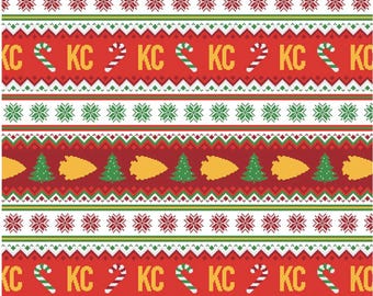 KC Sweater - KC Chiefs Fabric by Paintbrush Fabrics.   (Sold by 1/2 yd)