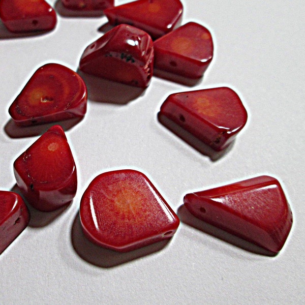 Special Price: 15 Dyed Coral Teardrop Beads Approx 15mm x 13mm, C6-20