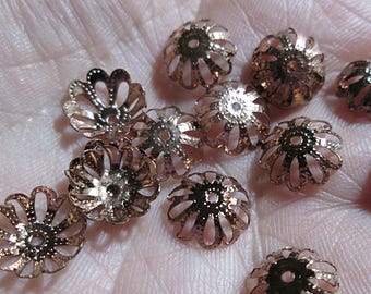 30 9.5 MM Copper Filigree Bead Caps