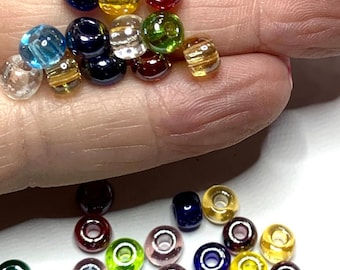25 Grams Luster Rainbow, Peacock Mixed Glass Seed Beads, 6/0, Czech