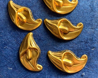 2 Vintage Brass Calla Lilly Stampings with Dimension,  Jewelry Component Finding, 44mm x 23.75mm Nice Patina