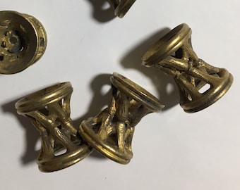 4 Large Twisted Barrel Brass Beads, 15MM