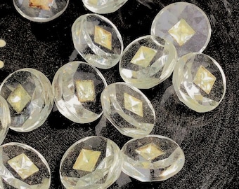 8 Vintage Clear Crystal Rhinestones with Gold Foil Back, Pointed Back, 11.5mm