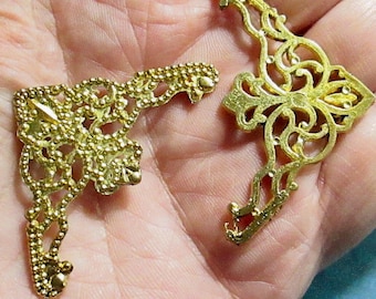 8 Gold Tone Metal Corner Castings with Textured Surface