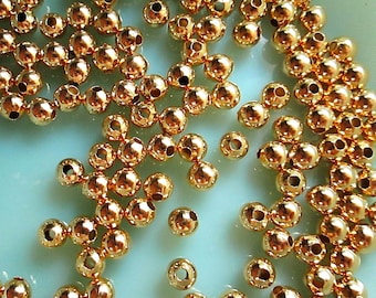 12 Shiny Gold Plated Round Beads, Spacer Beads, 6mm, Jewelry Element