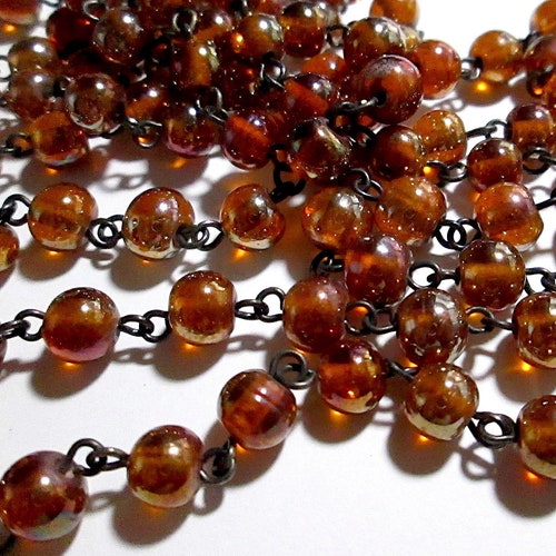 Vintage Turquoise Glass 8mm Bead Chain 25 Beads per Foot. Etsy