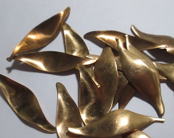 10 Brass Plated Findings, Kim Creations, Leaf Shape