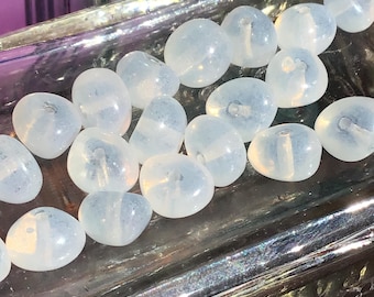 10 Vintage Milky Translucent Glass Round Beads, 8mm