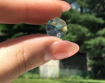 20 Clear AB (Aurora Borealis) Faceted Glass Beads, 12mm