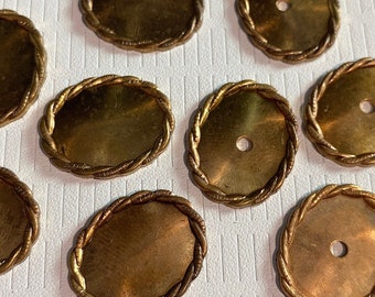 2 Vintage Raw Brass Rope Frames, Approx. 18mm x 4mm, With or Without Back Hole