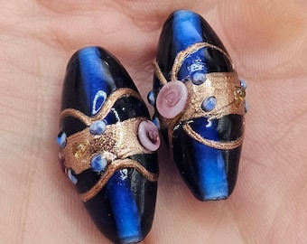 7 Blue Bi-cone Wedding Beads