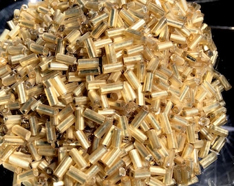Metallic Gold Glass Bugle Beads, 5mm, 1.5g Lots
