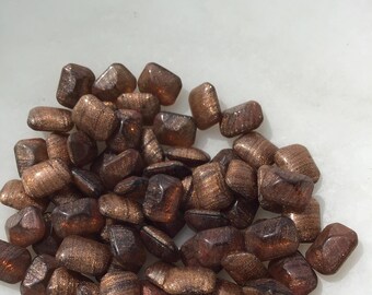 50 Bronze-Toned Square Rhinestone Beads, 8mm