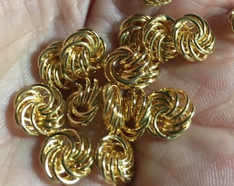 10 Brass Love Knot Charms, Findings 9MM