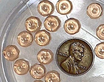 8 Vintage Translucent Pink 5-Sided Hex Beads, Approx 10mm