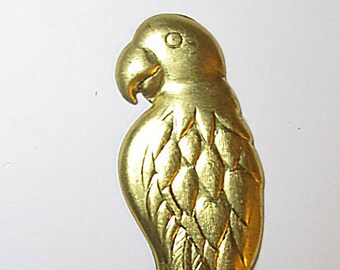 1 Vintage Brass Parrot Stamping, 55mm