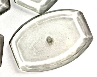 1 Vintage Large Cabochon, Camphor, Jewelry Component, Pendant,Setting, 41mm, Faceted Edge and Scoop Center