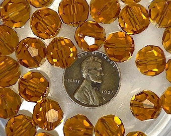 8 Rare Vintage Swarovski Art 5000 Crystal Beads – Light Sapphire Blue, 10mm Round, Austria