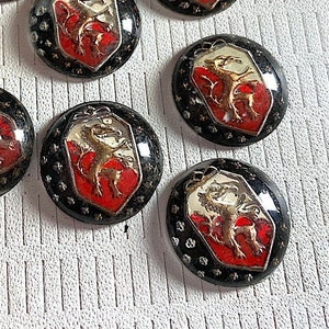 Vintage omgekeerd geschilderd glas diepdruk leeuwenschild diepdruk, West-Duitsland, circa 18 mm, T3-02