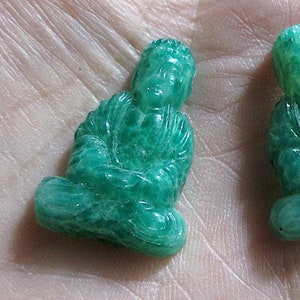 1 Jade Carved Glass Buddha Cabochon, Japanese, C18-10