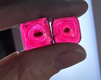 4 Vintage Transparent Cranberry Handmade Glass, Cabochons, Jewels, Approx. 15.75mm Domed Lampwork