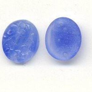 8 Blue Marbleized Pinhole Floral Glass Cabochons, Japan 12 x 10mm image 7