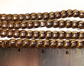 18" Vintage Double Ring FlatBrass Chain, Approx. Rings 10mm Ovals