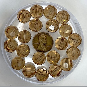 6 Rare Vintage Swarovski Art 5000 12mm Light Colorado Topaz, AB Crystal Beads, Round Crystal Beads,  Austria, C7-16