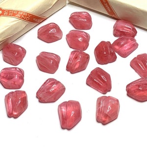 6 Vintage Petunia Pink Marbled Domed Abstract Glass Cabochons, 17mm x 15mm, C11-17
