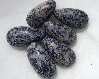 6 Speckled Black Modeled Acrylic Teardrop Beads, 25x13mm Lightweight Vintage Look