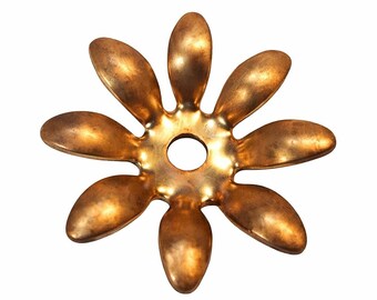 12 Vintage Copper Flower Findings, Great for Enameling, Bead Cap