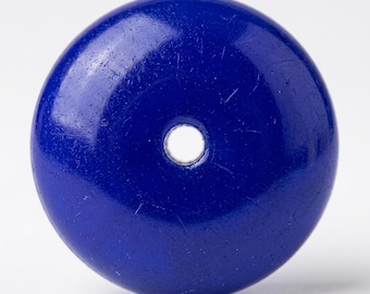 4 Cobalt Blue Glass Disc Beads – 14.8mm – Vintage Jewelry Making Supplies, Retro Craft Beads