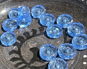 8 Light Sapphire Blue Faceted Glass Beads, 10mm