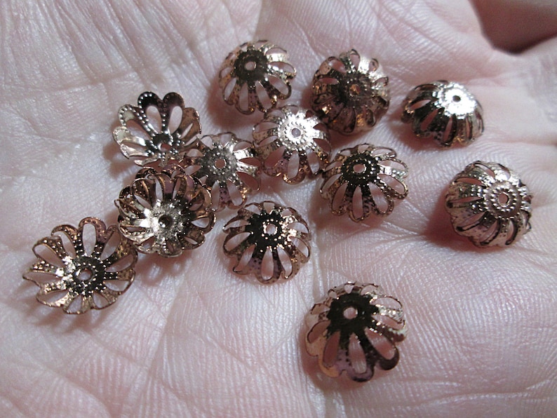40 9.5 MM Copper Filigree Bead Caps
