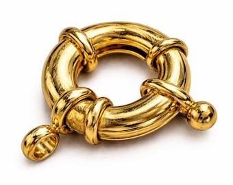 4 Modern Brass or Gunmetal Large Clasps with Retractable Lock, 15mm