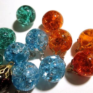 4 Große Vintage Crackle Glas Runde Charm Tropfen, Ohrringe, 14 mm, 4 Farben U-Pick