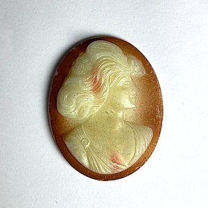 1 Vintage zeldzame vroege jaren 1900 melkglas met sienna en lichte parelmoer glas camee, sieraden component, cabochon, C16-13