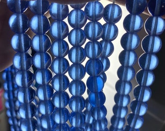 12 Translucent Sapphire. Blue Round Glass Beads, 12mm or 10.mm, U-Pick, 12mm