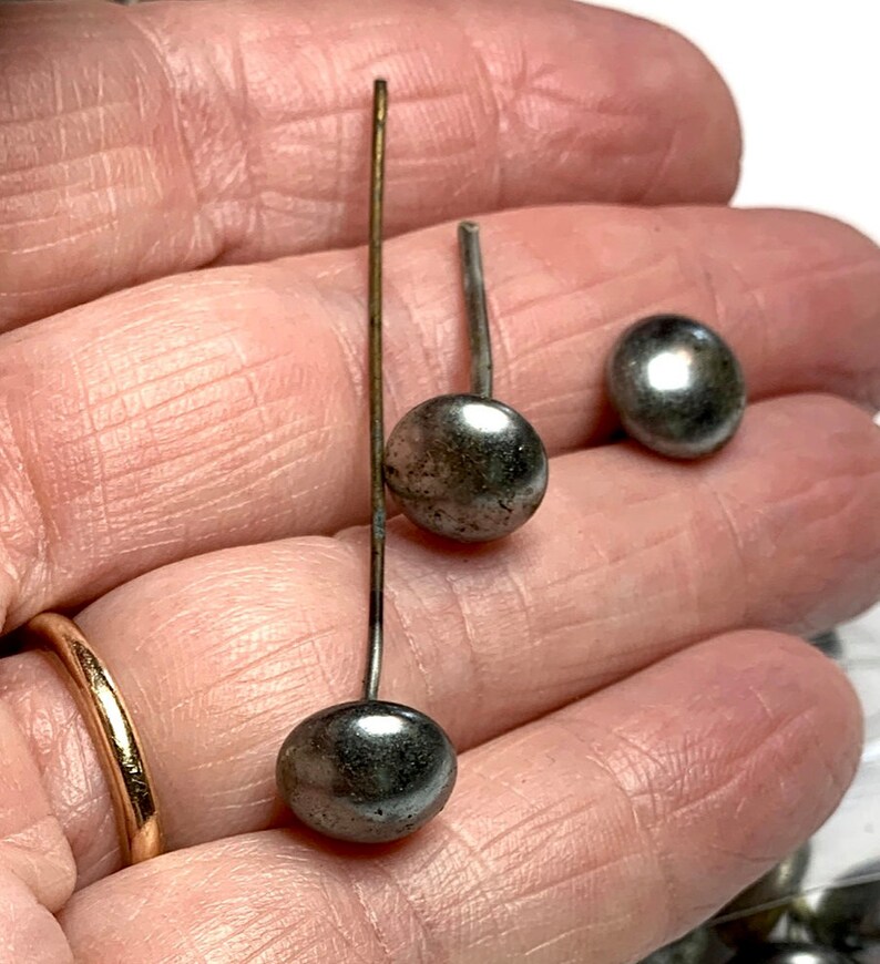 Shabby Chic 2 Lengths 6 Vintage Miriam Haskell Faux Pearl Glass Headpins U-Pick Silver Pearl 8mm Domed Topper