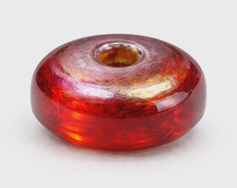 12 Vintage Lampwork AB Red Petite Rondelle, Disk, Spacer Beads, 6mm